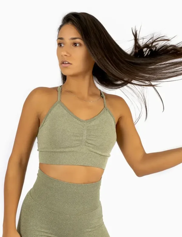 Aurora navy green sportski grudnjak na bretele