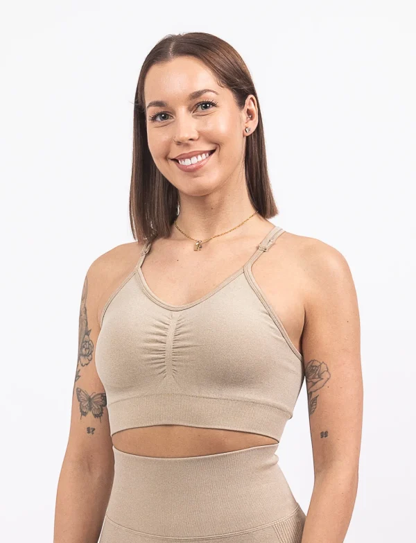 Aurora beige sportski grudnjak na bretele